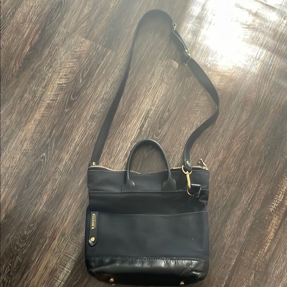 Black Canvas Leather Satchel with Adjustable Strap and Top Handle - Picture 2 of 9